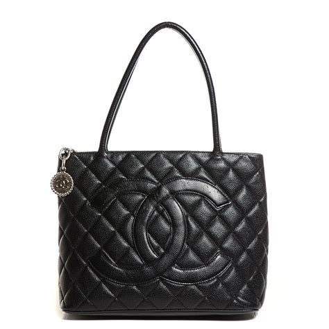 chanel medallion black quilted leather tote|Chanel medallion tote quilted caviar.